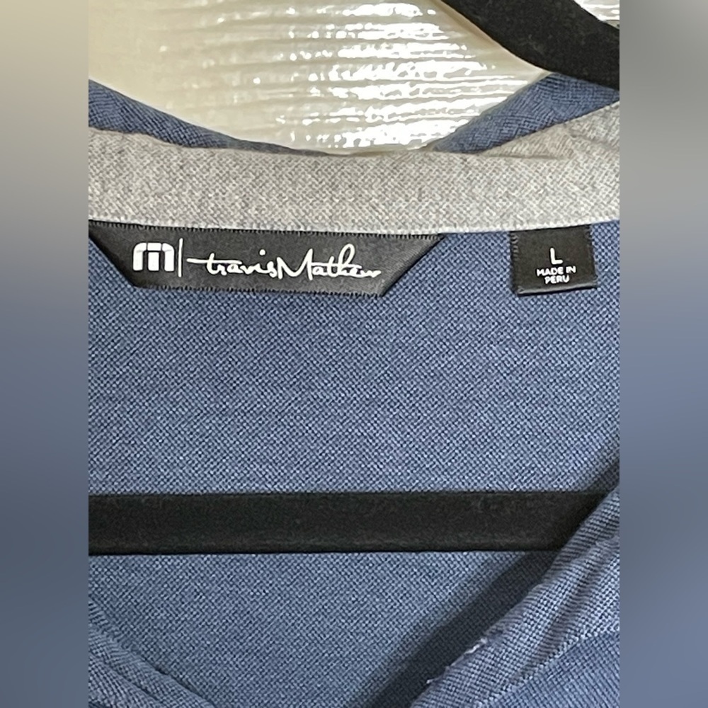 Travis Matthew Men's Polo Shirt Cyan Blue Pima Cotton Blend Size Large - Picture 6 of 9